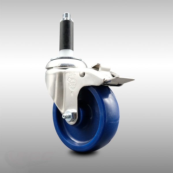 4 Inch 316SS Solid Poly Swivel 7/8 Inch Expanding Stem Caster Lock Brake SCC